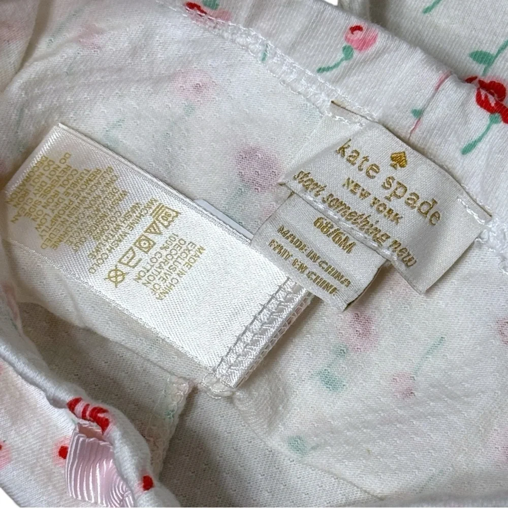 Kate Spade Baby Girl 3-Piece Floral Outfit Set Bib Top Pants Pink White